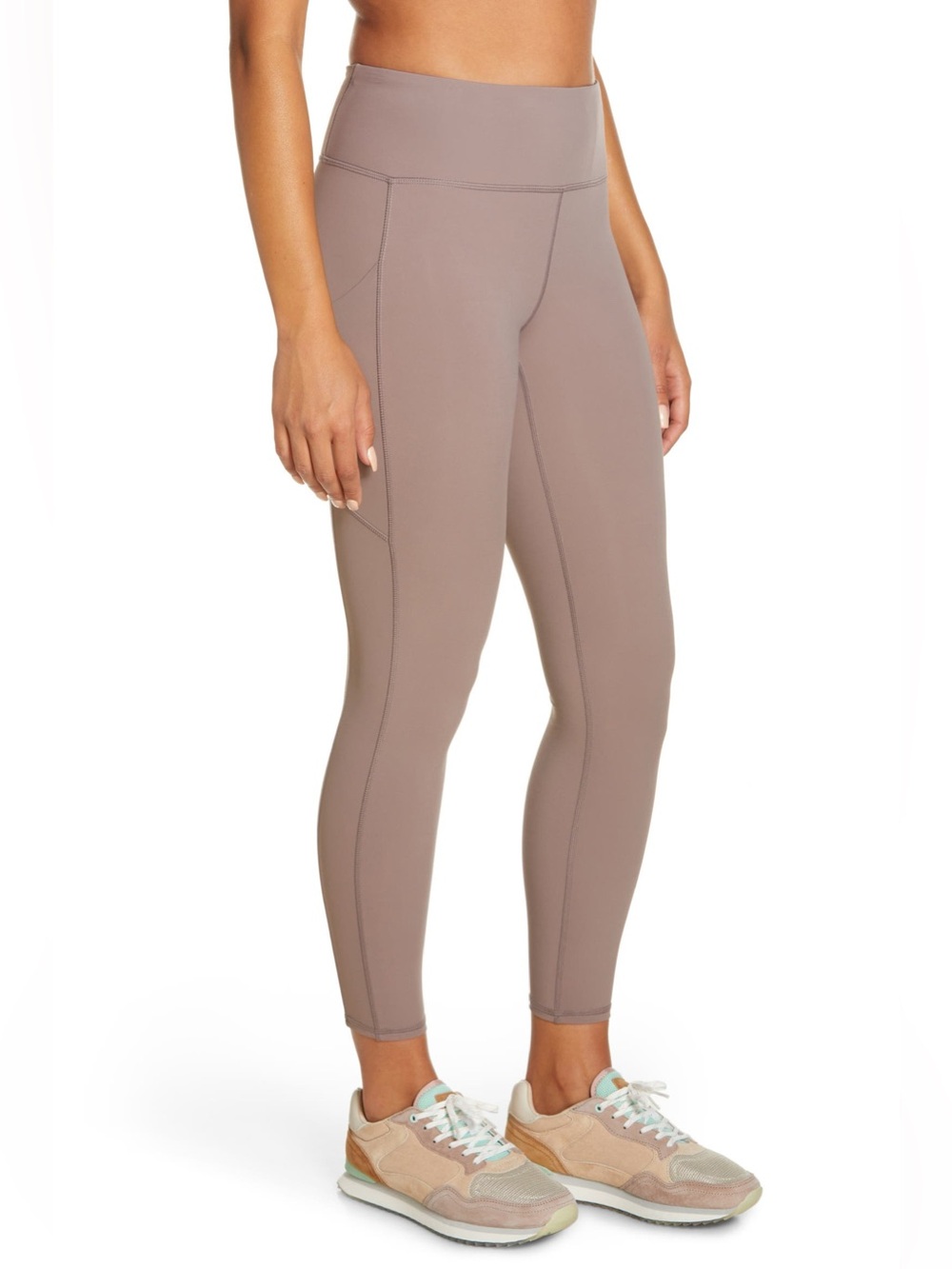 VUORI Stride High-Rise Pocket Leggings in Taupe